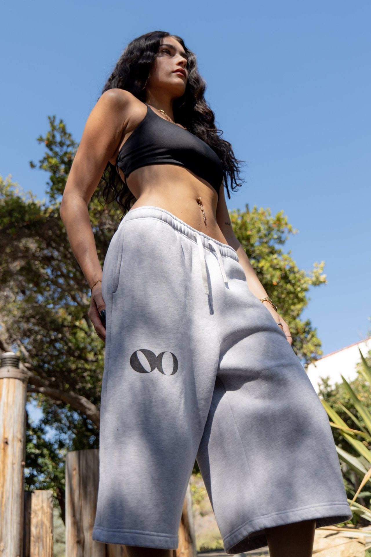 The Balance Shorts in Grey in the garden