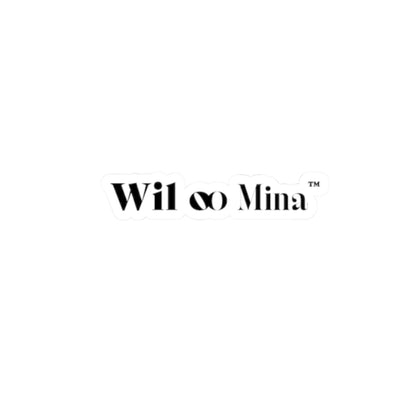 Wil∞Mina logo Kiss-Cut Sticker | minimal black text sticker