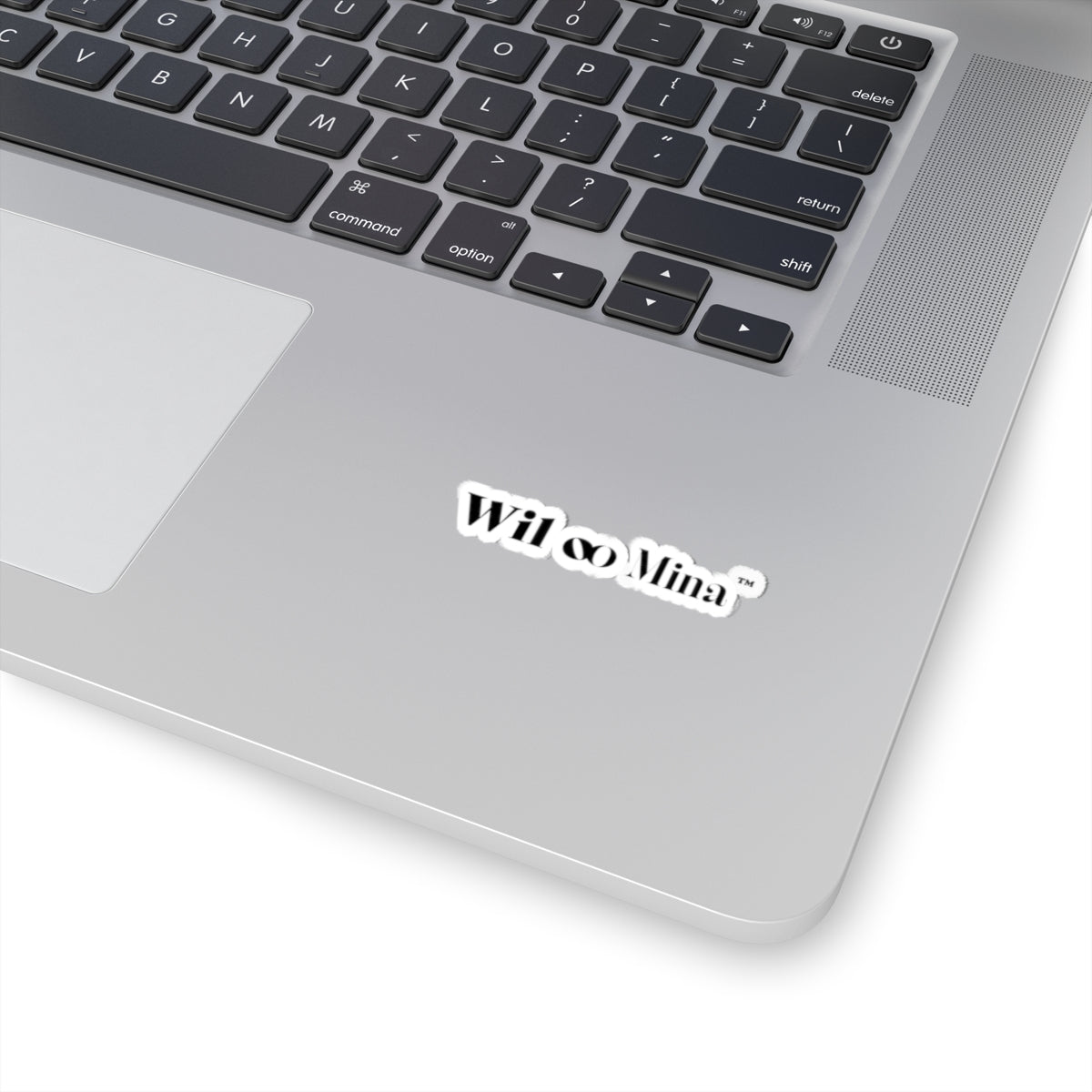 Wil∞Mina logo Kiss-Cut Sticker | minimal black text sticker
